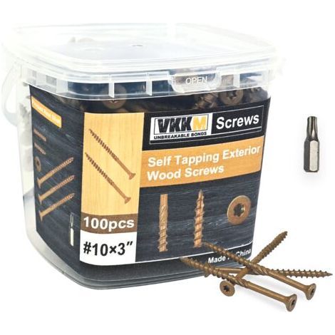 Tawny Brown Deck Screws with Groove, 100PCS 103 - Solid Fixing Boards, Deck/Fence, Anti-Corrosion, For Professionals & DIYers (1/5)