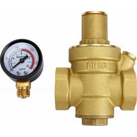 Régulateur de pression d'eau 1 po en laiton robuste DN25, réducteur réglable avec jauge pour raccord de tuyau, robinet, appareils purificateurs pour la maison (1/5)