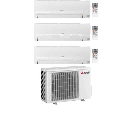 Mitsubishi Climatizzatore Trial Split Linea Smart MSZ-HR 9+9+9 con MXZ-3HA50VF con Inverter R-32 Wi-Fi Opt. Classe A++