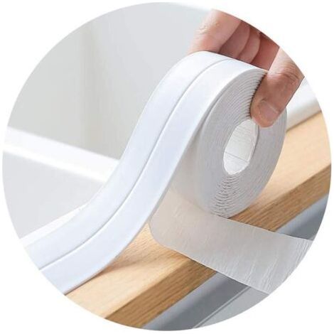 White Silicone Bathroom Seal,Sealing Tape for Kitchen or Bathroom,Self-Adhesive Anti-Mildew and Leak-Proof Tape Suitable for Many Occasions(3.2m3.8cm) (1/5)