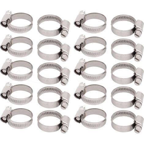 20 pièces 16mm à 25mm Dia Range Edelstahl Deutsche Art Einstellbare Schlauchschelle Hoop (1/2)