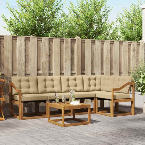 Outdoor-Sofagarnitur mit Kissen 6 pcs Natur und Beige (1/5)