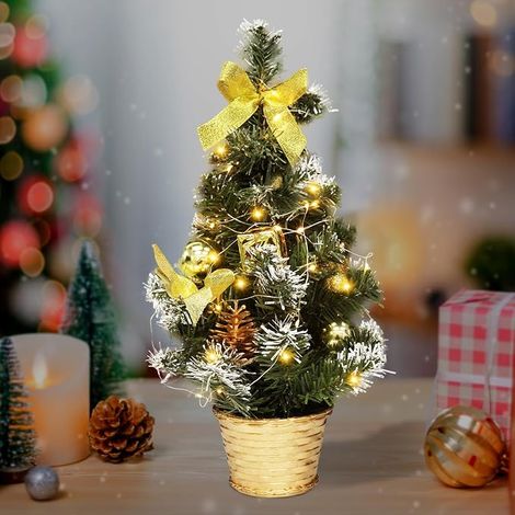 Mini sapin de Noël, petit sapin de Noël avec éclairage, petit sapin de Noël décoré, petit sapin de Noël LED, sapin de Noël artificiel pour table de Noël pour décoration de Noël Avent (1/4)