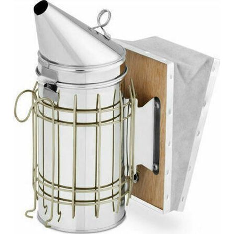 Enfumoir pour Abeilles en Acier Inoxydable avec Soufflet - Grand Modèle - Marron - Idéal pour l'Apiculture