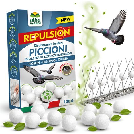 Albagarden - Repellente Piccioni - Disabituante in Sfere di Cellulosa - Barriera Vegetale Olfattiva Anti Piccioni - Dissuasore Naturale Scaccia Uccelli E Ratti x 100 gr (1 Pezzo) (1/5)
