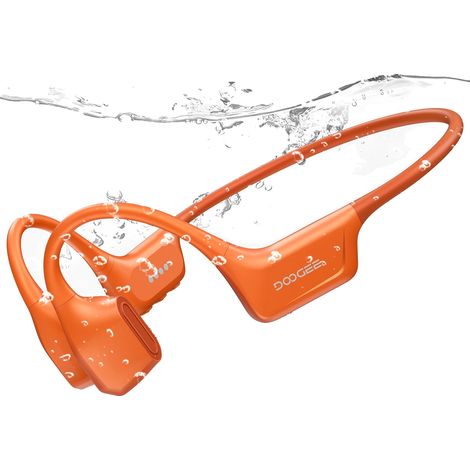 Auriculares de conducción ósea, resistentes al agua, Bluetooth 5.4, color naranja. (1/2)