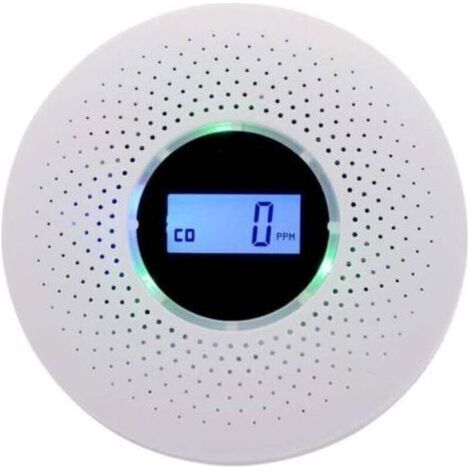 Détecteur de fumée et de monoxyde de carbone combiné, alarme composite avec avertissement sonore et affichage numérique, alimenté par batterie (1/4)