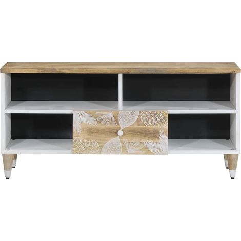 Maison Exclusive - Mobile Porta TV 100x33,5x46 cm in Legno Massello di Mango (1/5)