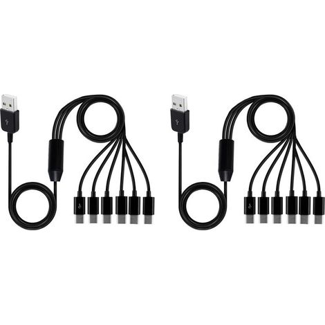 2X Cable Répartiteur USB Type C 6 en 1 Cable de Chargement de Transmission de Données C pour Téléphone Tablette 1,5 M