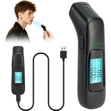 Alcootest Electronique,Alcootest Ethylotest Electronique Portable Rechargeable,Testeur d'alcool à écran Numérique LCD, Ethylotest Sans Contact Propre et Sûr, Réutilisable (1/5)