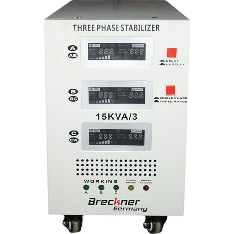 Stabilizzatore di tensione automatico 15KVA, 12KW trifase con servomotore Breckner Germany (1/4)