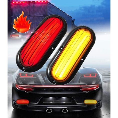 2Pcs 74 LED Clignotant Séquentiel Feu de Freinage Feu arrière lumière stroboscopique pour Camion Remorque Wagon Voiture Caravane Guide de lumière modifié [Rouge+Jaune] (1/5)
