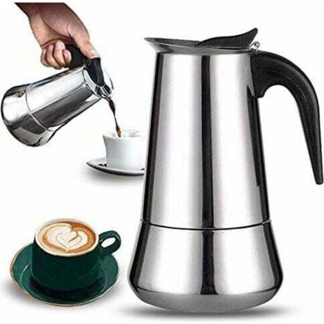 Cafetière italienne en acier inoxydable - ZOR® - 12 tasses - Compatible tous feux - Acier inoxydable - 25x12,5 cm (1/5)