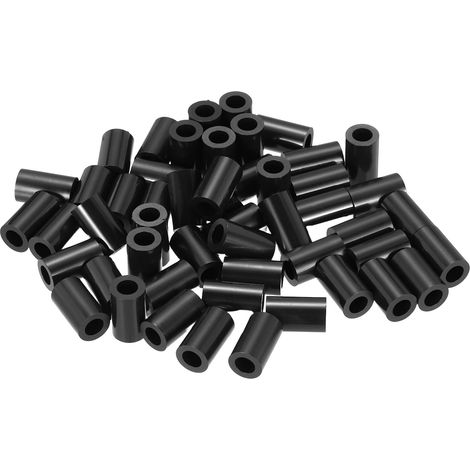50Pcs Entretoise ABS M4 x 7mm OD x 12mm L Rondelles d'Espacement Rondes en Plastique Noir, Écrou d'Écartement Non Fileté pour Vis, Boulons, Prise Électrique (1/5)
