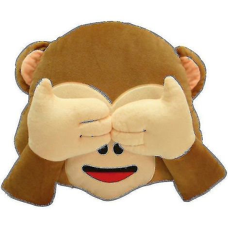 Filiyano-Coussin avec icône émotionnelle visage de singe 32x32cm Je ne peux pas entendre/ne peut pas voir/ne peut pas parlerhh