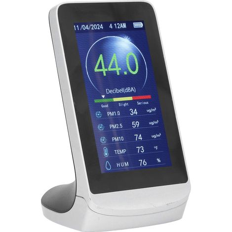 Sonomètre multifonction, sonomètre de bureau, plage de mesure 30-130 dB, écran LCD haute définition, appareil de mesure du bruit, de la température et de l'humidité, détecteur de PM2,5/1,0/10