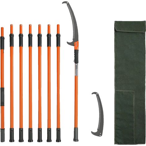 Scie à perche manuelle, extensible de 2,2 à 8,2 m, stabilité robuste à double boulon, poignée confortable antidérapante (1/5)