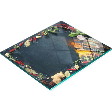 Planche à découper décorative en verre pour herbes et épices, 60 x 52 cm (1/5)