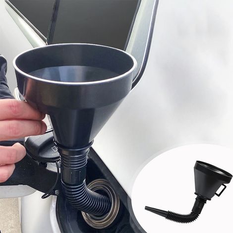 Imbuto per carburante per autoveicoli a bocca larga con tubo flessibile di prolunga, imbuto per carburante per autoveicoli con maniglia per motore, camper, acqua, fluido della trasmissione. (1/4)