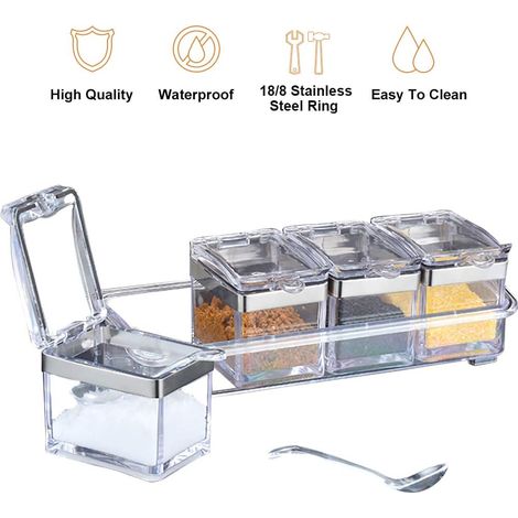 Boîtes à épices transparentes pour cuisine lot de 4 (1/4)