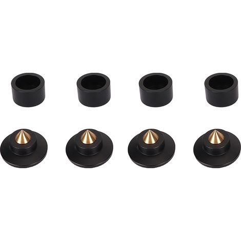 Lot de 4 pieds de découplage en acier anti-vibration pour enceintes HiFi, pointes d'isolation professionnelles pour platine vinyle, amplificateur, lecteur CD, noir. (1/5)
