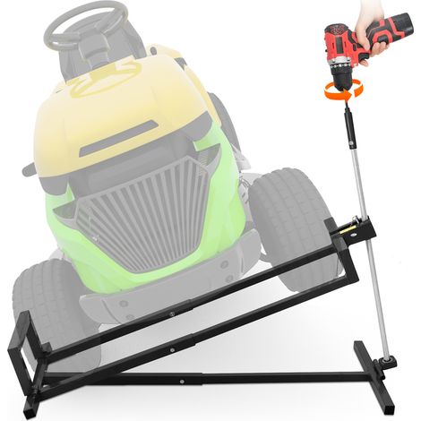 Cric de levage pour tondeuse pliable télescopique en acier noir, 400 kg, pour tracteur tondeuse, ATV et entretien facile avec poignée manuelle et usage perceuse CHICFURN (1/5)