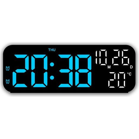 Reloj electrónico, despertador sencillo, reloj LED multifuncional para el hogar - Luz azul con carcasa negra (1/4)