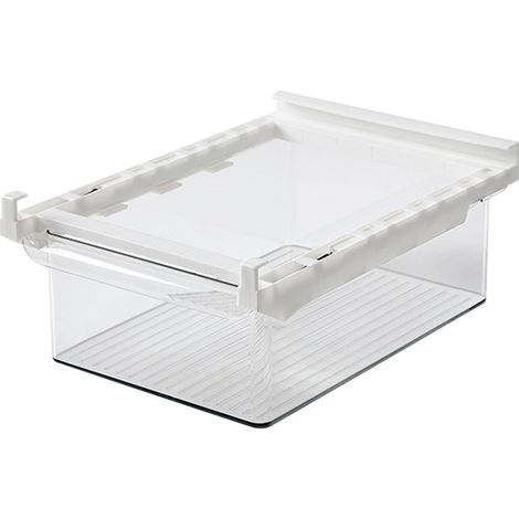 Organisateur de tiroir de réfrigérateur PET transparent, bac de rangement coulissant pour œufs, fruits, légumes et boissons (1/5)