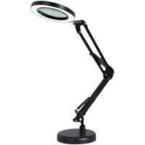 Lampe Loupe LED 5X, Lampe loupe de Bureau Bras Rotatif réglable, , Lentille en Verre de, pour l'entretien, l'artisanat, la Lecture, la Couture, Noir