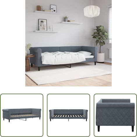 vidaXL Canapé - Lit de repos gris foncé 80x200 cm velours (1/5)