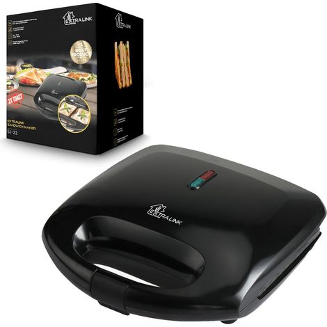 Extralink Sandwichmaker 750W - Antihaft-Toaster mit Kontrollleuchte, kühlem Griff, rutschfesten Füßen, schneller Aufheizung, leicht zu reinigen, kompakt und vertikal, für 2 Scheiben