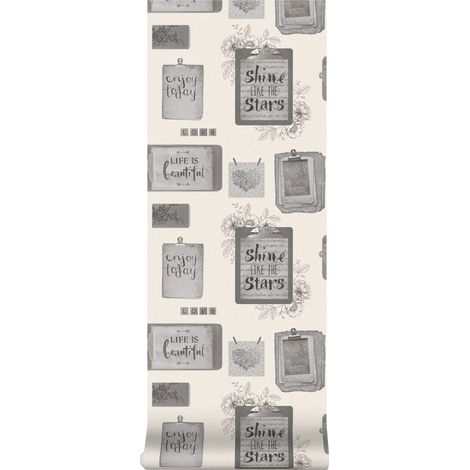 Superfresco Easy - Vliestapete - Tekst/Lovely Day - Grau - 10m x 52cm