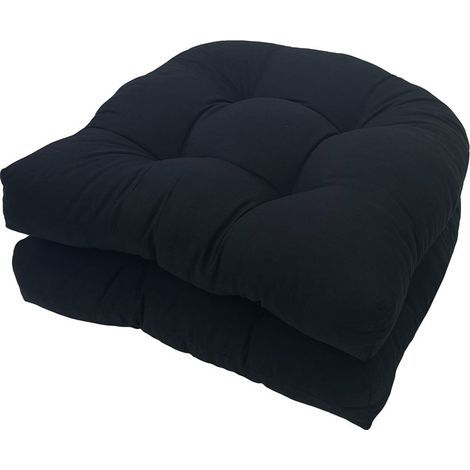 Set of 2 Black, 48x48CM U-shaped sofa cushions, replacement rattan chair cushions, wicker seat cushions, indoor and outdoor chair cushions, patio chair cushions (1/5)