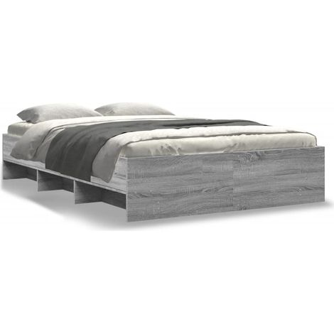 Maison Exclusive - Bettgestell Grau Sonoma 140x200 cm Holzwerksto (1/5)