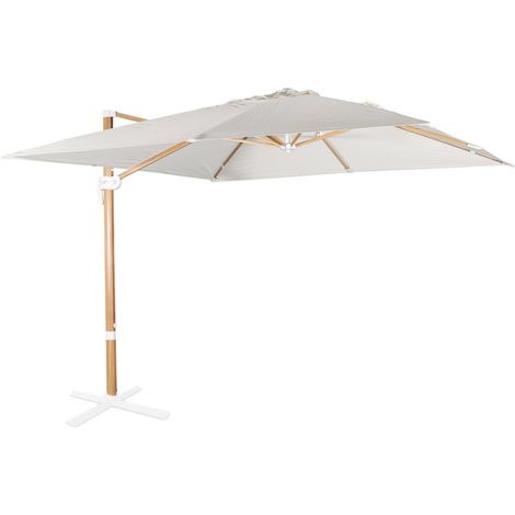 sweeek - Quadratischer Ampelschirm 3x3m, Mast in Holzoptik