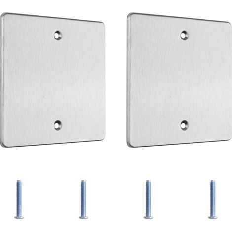 Lot de 2 Plaques d'obturation 12,0x12,0 cm Acier inoxydable Cache-trou mural Prise Interrupteur Gris argenté