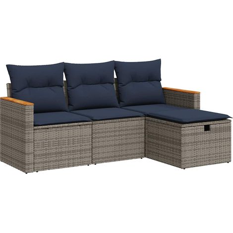 Maison Exclusive - 4-tlg. Garten-Sofagarnitur mit Kissen Grau Pol
