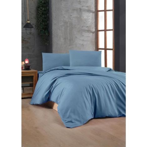 Set copripiumino - 1 copripiumino 220 x 240 cm + 2 federe 60 x 60 cm - 100% cotone rinforzato - Blu