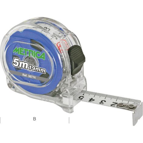 Messlatte transparentes Band mit doppelter Skala blau METRICA - 38774