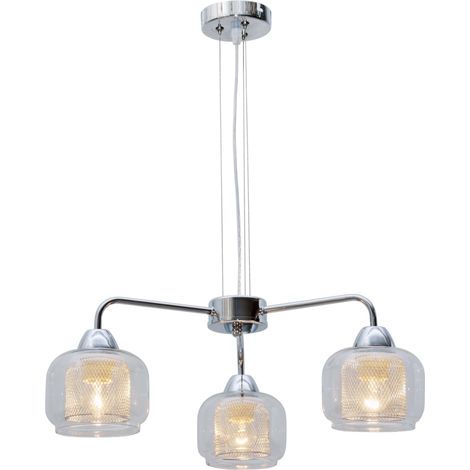 Lampadario Candellux RAY 3 luci E14 cromo vetro trasparente (1/3)