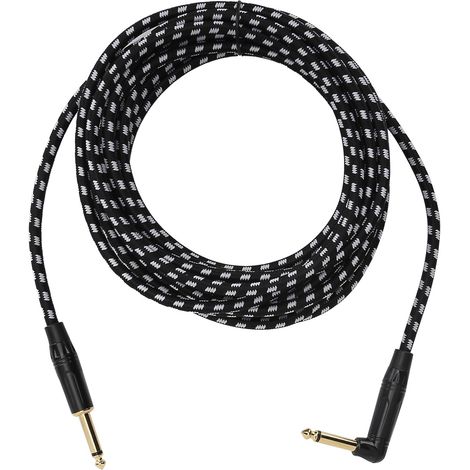 Câble de Guitare Électrique 6M avec Connecteur Doré 6.35MM et Gainage Noir JD6220