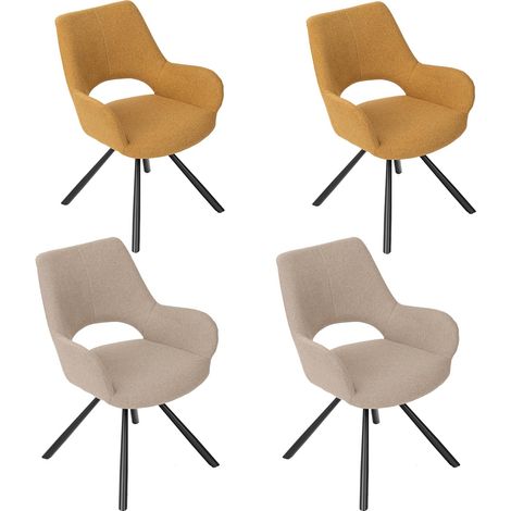 Lot de 4 Chaises Salle à Manger avec Dossier et Accoudoirs Fauteuil pour Salon Cuisine Bureau, Siège Rembourré en Tissu Pieds en Métal, Multicolore, 58,5x59x81cm (1/5)