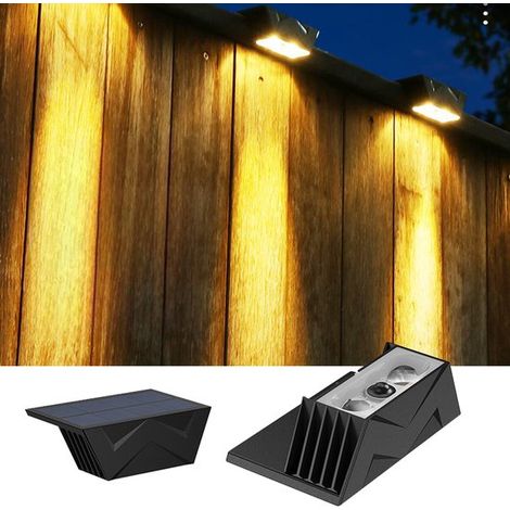 Solarbetriebene Außenleuchte, 2 Stück, Solar-Wandleuchte, warmweiß, 1000 mAh, IPX4 wasserdicht, kabellos, 3000 K, für Garten und Zaun (1/5)