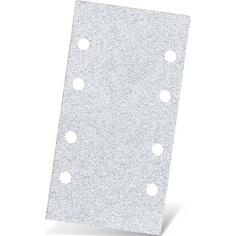 MENZER White Carte abrasive a gancio e anello, 180 x 93 mm, 8 fori, p. Levigatrici orbitali, Corindone normale (50 Pz.) G80