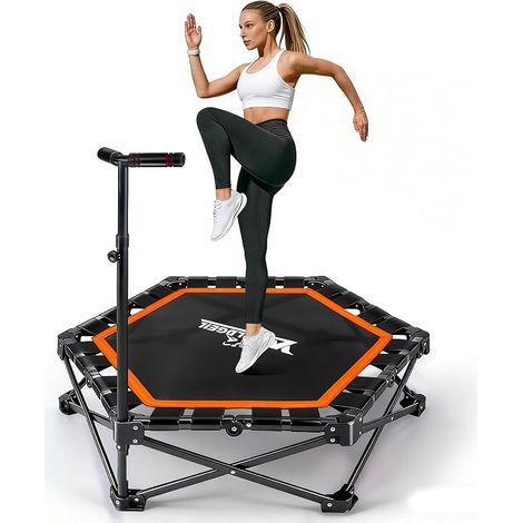 GBLY Klappbares Indoor Trampolin Orange Höhenverstellbarer Handgriff 150kg Ø86 5cm Fitness Zuhause (1/5)