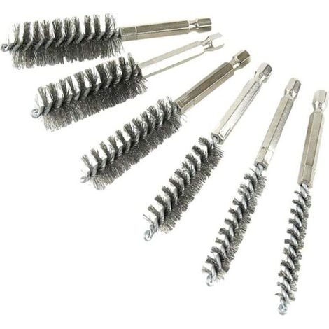Brosse à Trous en Acier Inoxydable 6 pièces en différentes Tailles pour nettoyer les tuyaux, les ports, les roulements et plus encore (8mm,10mm,12mm,15mm,17mm,19mm) (1/4)