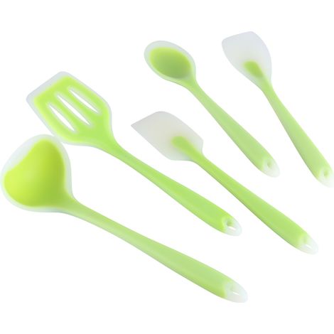 Set mit 5 hitzebeständigen Küchenutensilien: Löffel und Pfannenwender - Set mit 5 hitzebeständigen Küchenutensilien: Löffel und Pfannenwender