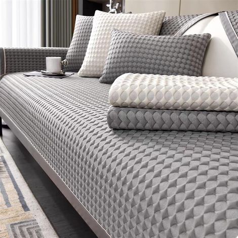 Plaid pour canapés et fauteuils - Couverture polyvalente pour canapé 3 places, lit et fauteuil (Gris, 70x150cm/27x59in)