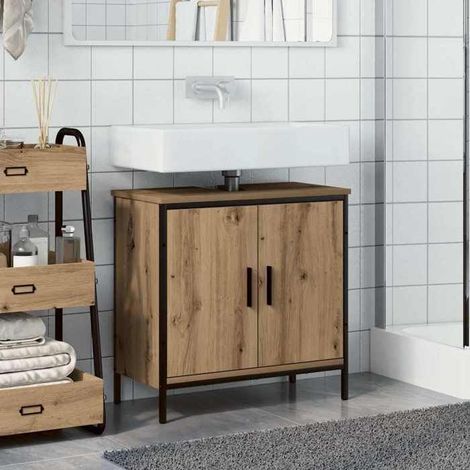 857699 Armoire lavabo chêne artisanal 60x30x60 cm bois d'ingénierie (1/5)