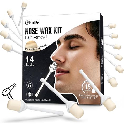 Kit Epilation Nez et Oreilles Homme, 14 Bâtonnets Cire Pré-Coatés: pour Épilation du Nez et des Oreille - Épilation Efficace (1/5)